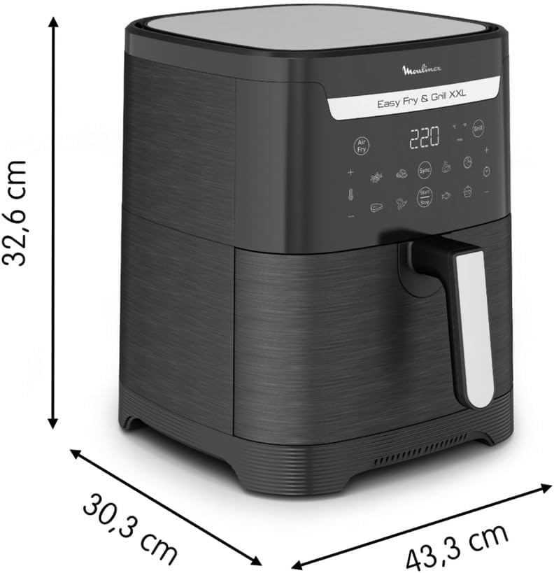 Moulinex Easy Fry & Grill XXL Friggitrice ad Aria, 6,5Litri/2Kg, 2 Pietanze in 1, Cottura ad Aria e Griglia, Capacità fino a 8 Persone,1830W, 8 Programmi, App Ricette, EZ8018 - immagine 4