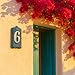 Handmade Ceramic House Number Tile – Custom Outdoor Address Sign – Turkish Iznik Art – Weatherproof Door Decor – 0 to 9 Digits (Green, 6)
