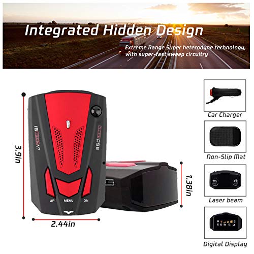 [2021 New Version] Laser Radar Detector for Cars,Voice Prompt Speed, 3 Speed Control, Compact and Space Saving, Oscillating Tower Fan with Remote Control & Timer Function for Home and Office Use (Red) - Thumbnail 4
