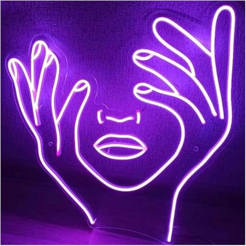 Enseigne néon pour cils et visage rose lampe d'ambiance apaisante murale format A