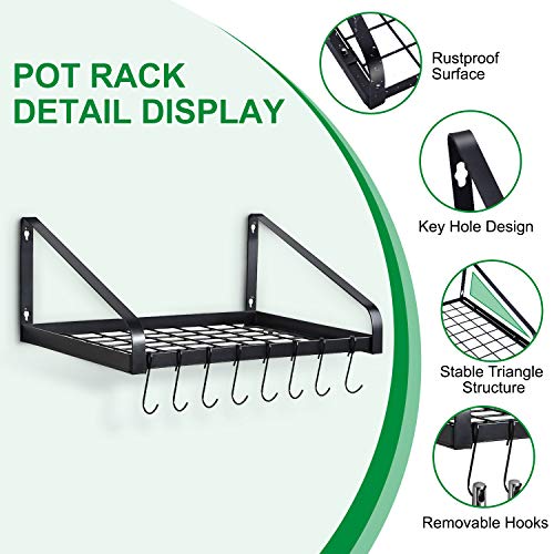 G-Ting R01 Hanging Pot Rack, Pot And Pan Organizer Wall Mounted Pots Holder Kitchen Storage Shelf thumb #1