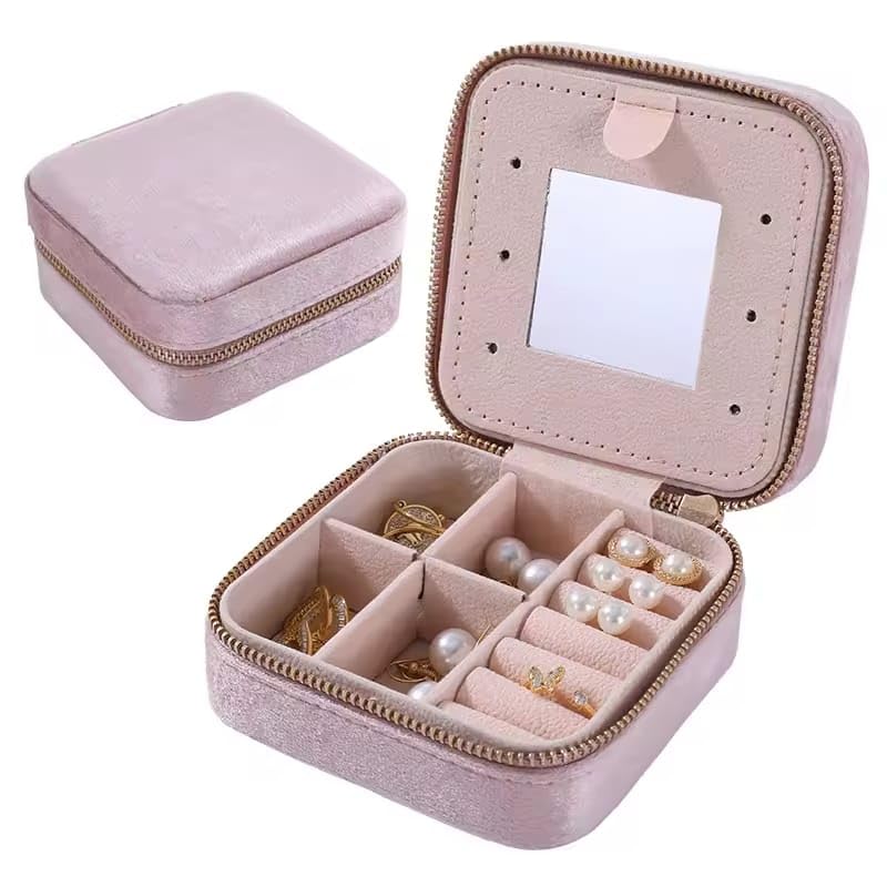 Amazon.com: Velvet Travel Jewelry Box with Mirror - Small Portable