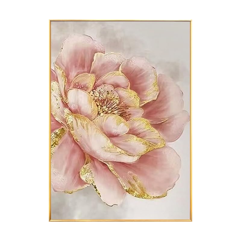 Peintures à l'huile de fleurs fait main, toile moderne feuille d'or