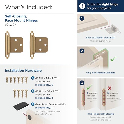 Image of Amerock 1 Pair Variable Overlay Champagne Bronze Self-Closing Cabinet Hinge