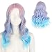 STfantasy Parrucca per Donne Viola Pastello Blu Lunghi Riccio Sintetica Women Wig Fancy Dress Anime Carnevale Cosplay Party