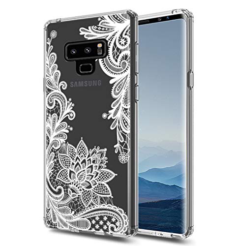 Galaxy Note 9 Case, Note 9 case, Huness TPU Grip Bumper and Clear Flower Transparent Hard PC Backplate Hybrid Slim Phone Case Cover for Samsung Galaxy Note 9 Phone Case(6.4
