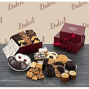 Dulcet Gift Baskets Best 2 Tier Box of Baked Goods Gourmet Brownies and Bundt Cake For Men & Women for Any Celebration Gift