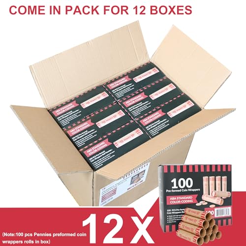 Image of LLIKED 1,200 PCS Pennie Preformed Coin Roll Wrappers-Pennies