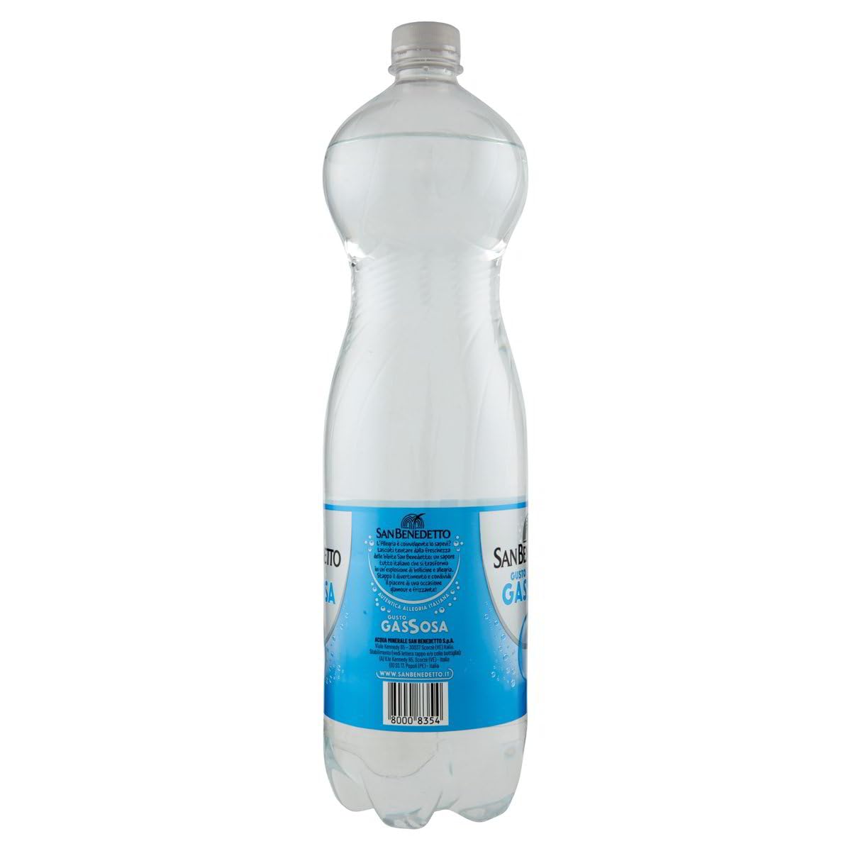 San benedetto Gassosa, Erfrischendes italienisches Alkoholfreies Getränk, Tonic Wasser, PET 12x 1.5 Lt Einweg, erfrischend, lemonade soft drink + Italian Gourmet polpa 400g