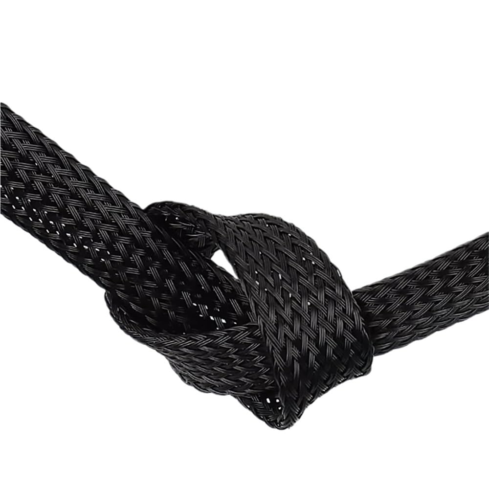 Manguitos de manguera de cable trenzado, Manguito flexible for cables de 10, 12, 14, 16, 18, 20, 25, 30, 35, 40 y 50 mm, gestión de cables PET de 5 m, tubo de telar for envoltura de cables negro(70mm)