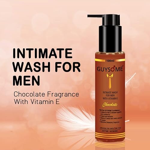 Guysome Intimate Wash For Men, Daily Hygiene Wash For Male Genital Area Care, Ph Balance For Sensitive Skin With Vitamin E & Sea Buckthorn 3.38 Fl Oz 100Ml (Chocolate) #TOP2