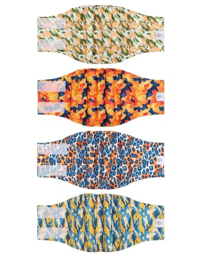 Image of CuteBone Dog Diapers Male 4 Pack Puppy Wraps Reusable Doggie Belly Bands for Male Dogs Small Medium Large