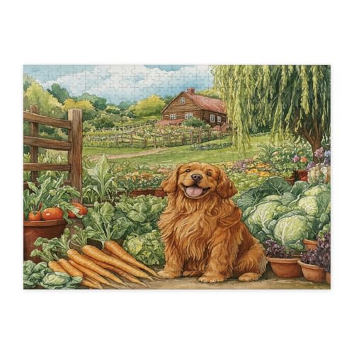 Rompecabezas de 500 piezas para adultos, puzzle de madera de cachorro Terranova