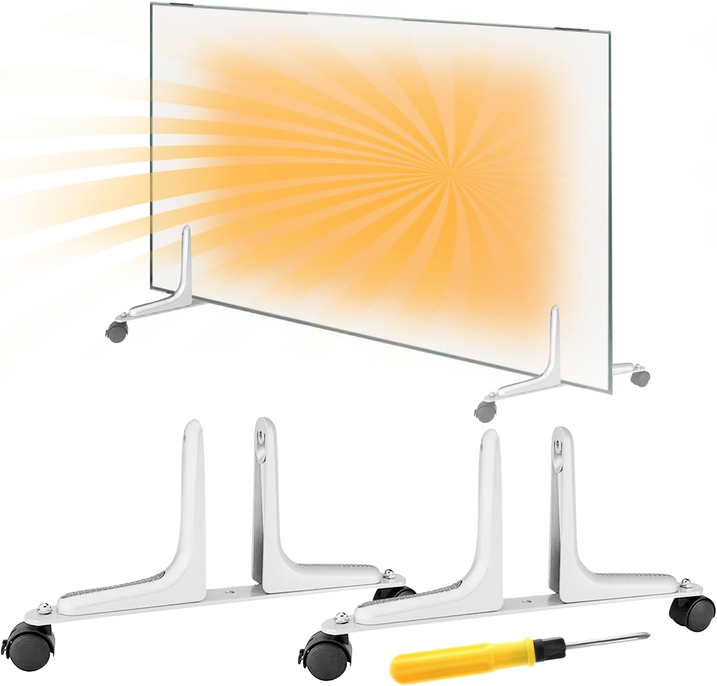 ADLOASHLOU Feet for Infrared Heating 2 x Robust Feet for Furniture/Screen/Heating/TV Universal Stand Movable Infrared Heating Feet 10-60 mm Adjustable Aluminium Alloy