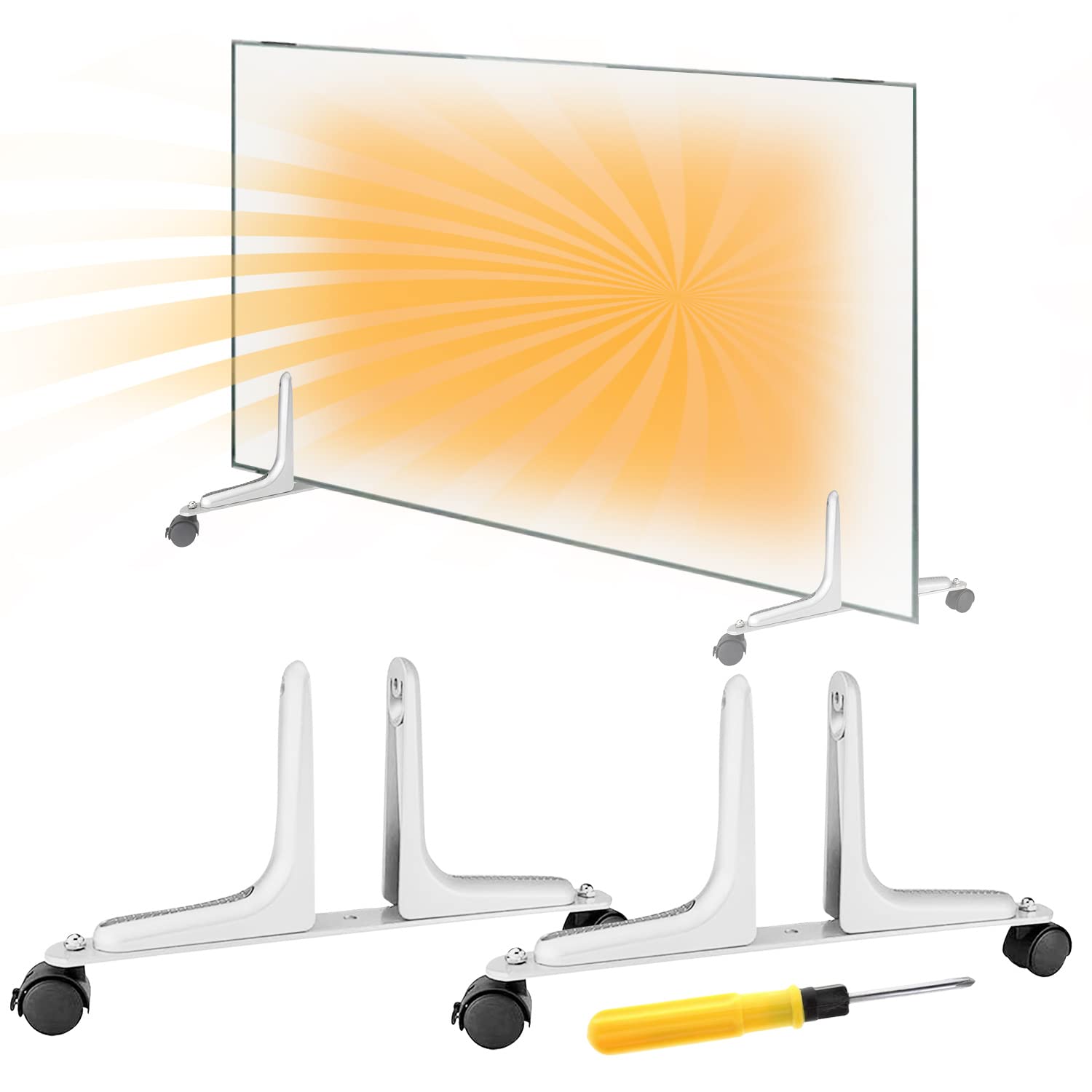 ADLOASHLOU Feet for Infrared Heating 2 x Robust Feet for Furniture/Screen/Heating/TV Universal Stand Movable Infrared Heating Feet 10-60 mm Adjustable Aluminium Alloy