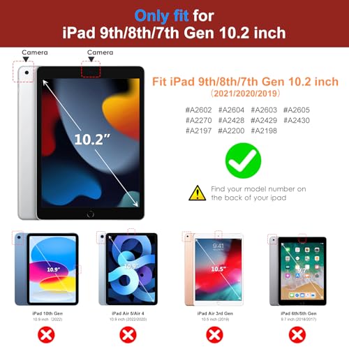 Image of DTTO for iPad 9th /8th /7th Generation 10.2 inch Case 2021 /2020 /2019 with Keyboard, 7 Colors Backlit Wireless Detachable Keyboard Premium Leather Folio Cover with Pencil Holder & Pocket, US Flag