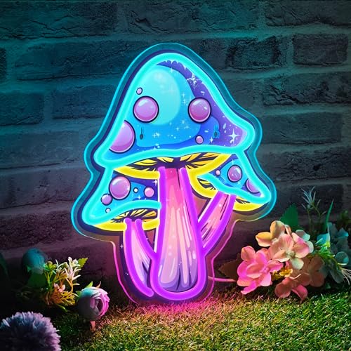 Image of Mushroom Neon Sign Dimmable Mushroom Neon Light for Wall Decor, Mushroom Led Sign for Bedroom, Game Room, Man Cave, Kids Room Decor