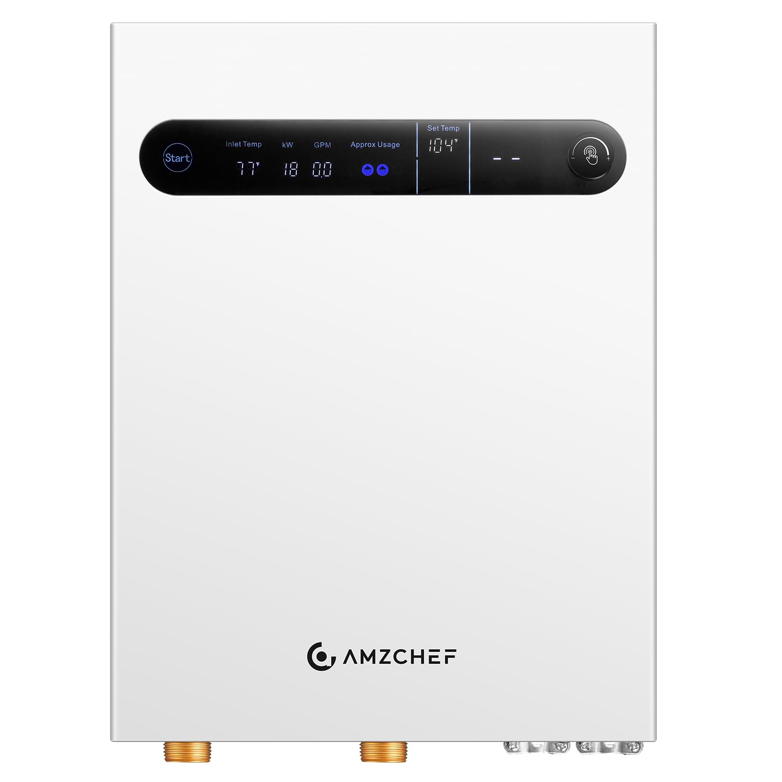 AMZCHEF Electric Tankless Water Heater, 18kW 240V on Demand Instant Endless Water Heater with LED Temperature Display for Residential Whole House Shower, Space&Energy Saving, White, UL-Q2218-WT