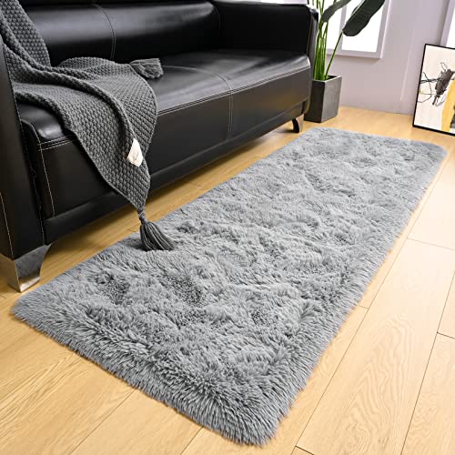 LOCHAS Ultra Soft Indoor Modern Area Rugs Fluffy Living Room Carpets for Children Bedroom Home Decor Nursery Rug 2x6 Feet, Gray