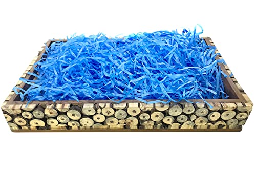 Image of Eco Sarras Thin Shredded Paper Crinkle Paper Grass Strips Gift Tray Decoration, Gift Hamper Decorations, Gift Box Fillers, Wedding Birthday & Valentines Day Gift (100 Grams, Blue, Pack of 1)