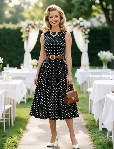 Image of Simple Flavor Women's Vintage Dress Sleeveless O-Neck Party Cocktail Dress