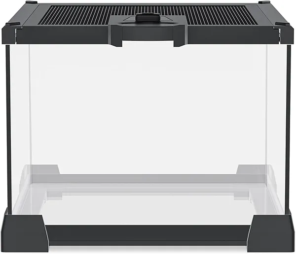 Reptile Terrariums Mini Glass Tank 8" x 8" x 6" Habitat, Top-Opening Mesh Lid with Latch, 360° Clear View, Ventilated Enclosure for Jumping Spiders, Tarantulas, Isopods & Froglets