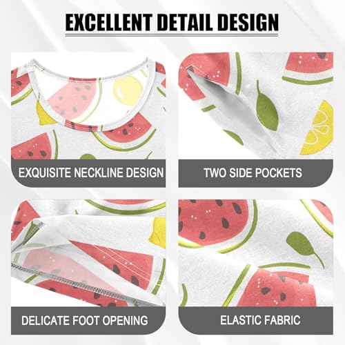 ALAZA Watermelon Lemon Fruit Pajamas Short Sleeve 2 Piece Sleepwear Top and Bottom Pajama Set Unisex4