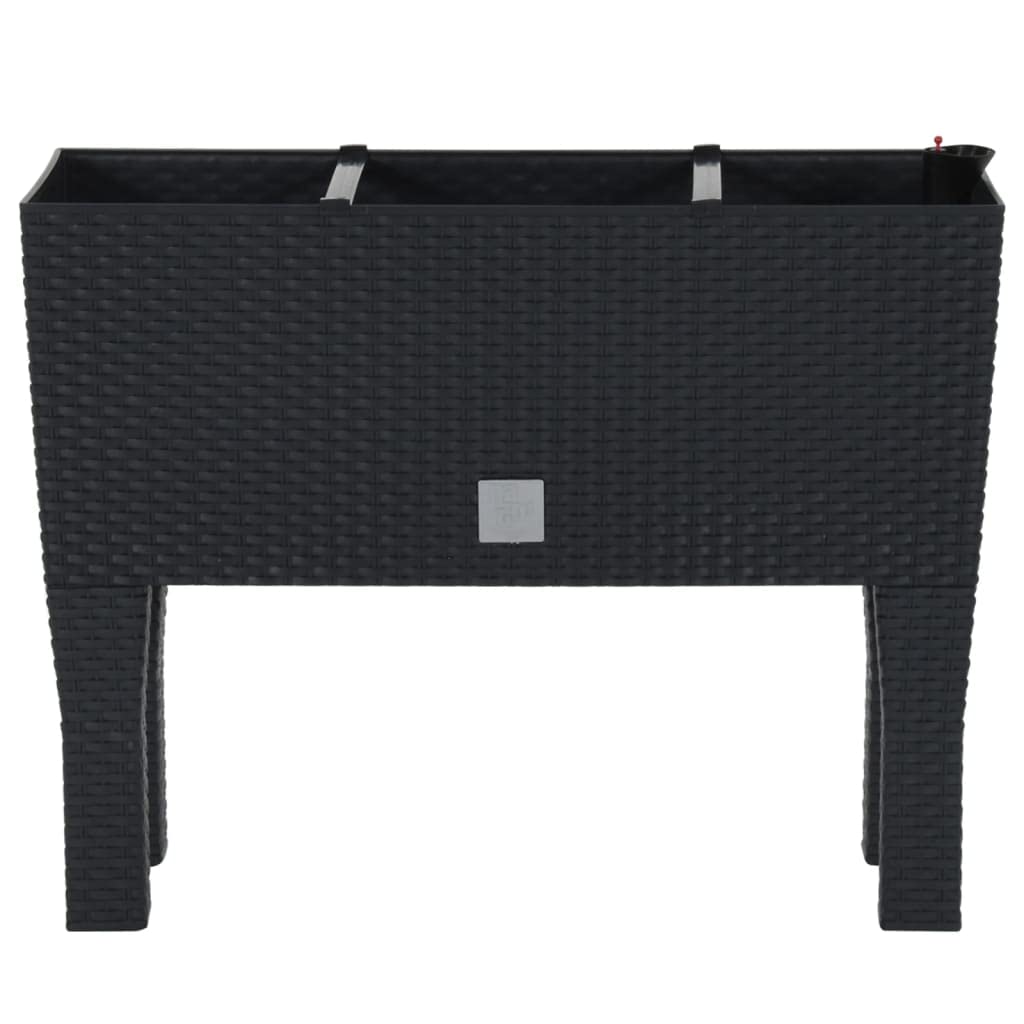 Fioriera Rialzata da Giardino Antracite 60x25x46cm con Inserto per Irrigazione in Rattan PP resistente ai Raggi UV Ideale per Piante Fiori Erbe Aromatiche Verde Pubblico e Privato