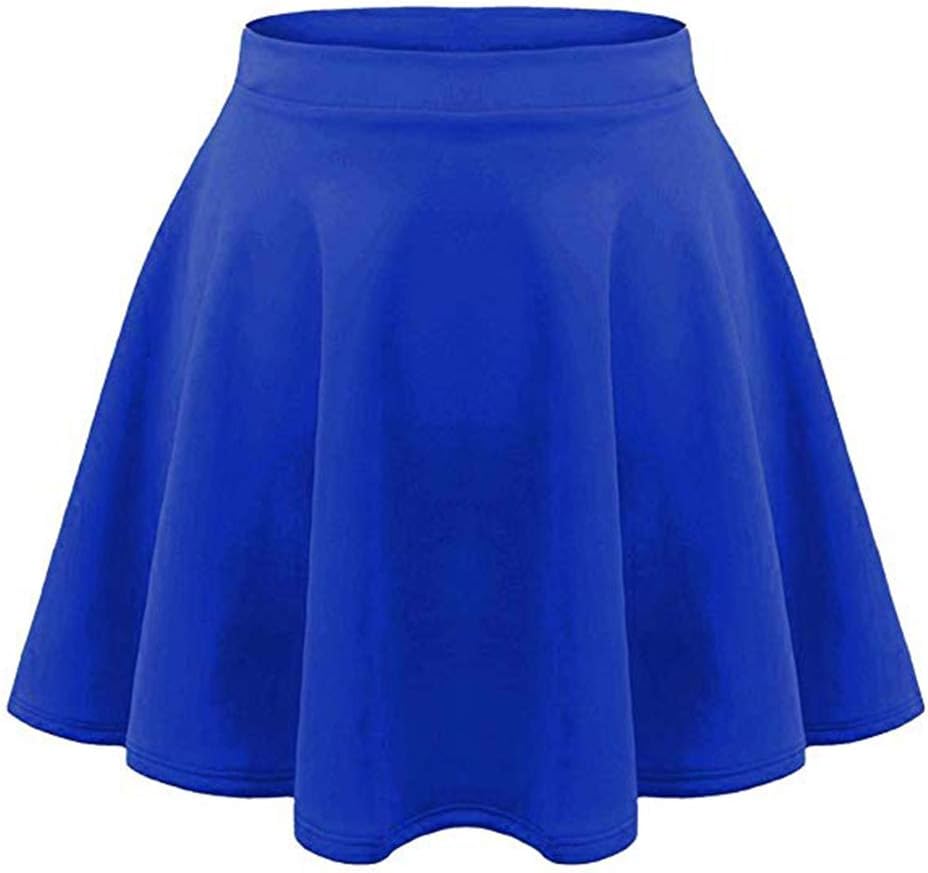 Loxdonz Girls Kids Casual Mini Stretch Waist Flared Plain Pleated Skater Skirt