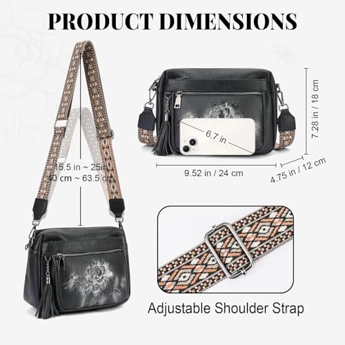 Image of Crossbody Bags for Women, Vegan Leather Embossed Crossbody Purse | Trendy Lightweight Design with Adjustable Strap, Spacious Interior for Daily Essentials, Ideal for Travel and Gift Giving