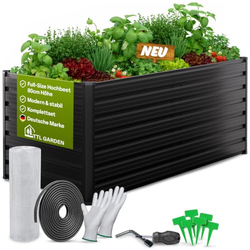TTL GARDEN 180x80x80cm Meadow L HIGH Metall Hochbeet Anthrazit...