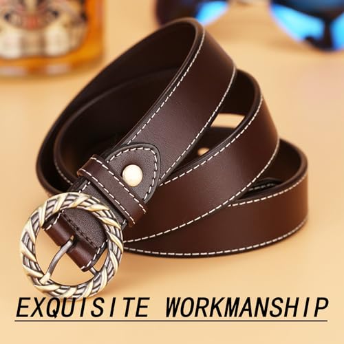 Belts for Womens,Cow Leather Belts,Genuine Leather Fashion Dress Belt,Vintage Western Design Waist Belt3