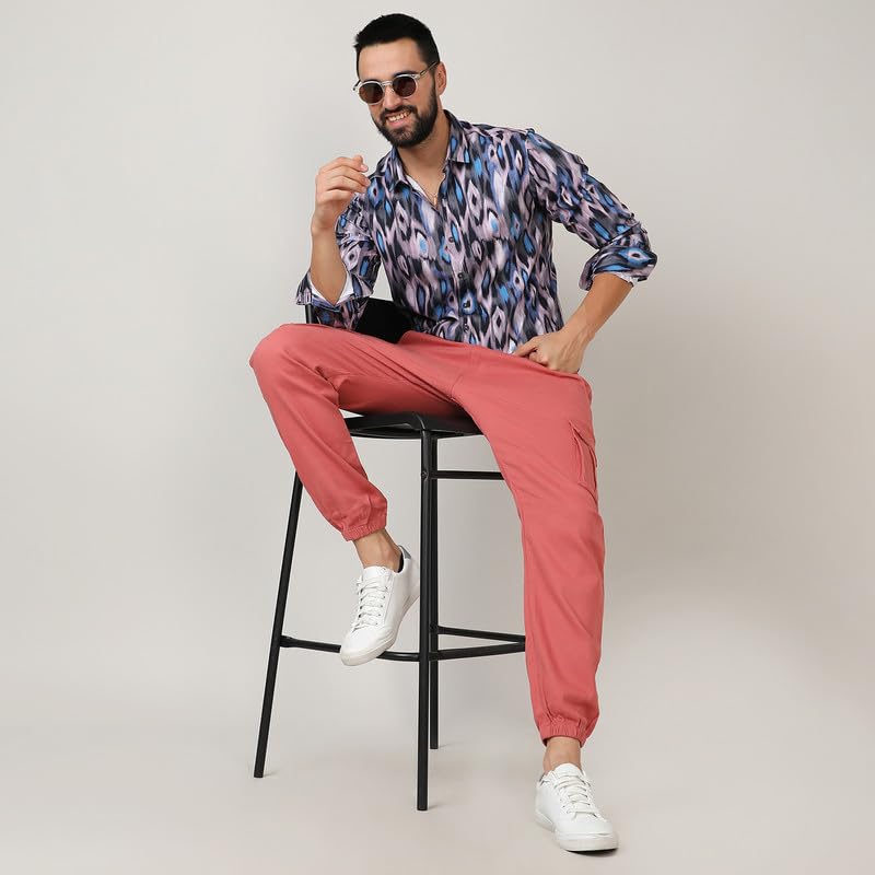 Image of CAHOOT Men's Twisted Crease Shirt for Casual Wear | Spread Collar | Long Sleeve | Button Closure | Shirt Crafted with Comfort Fit for Everyday Wear