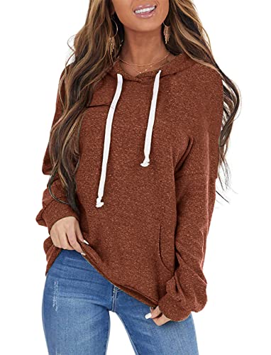 Pgands Women's Casual Long Sleeve Drawstring Sweatshirt Hoodies Soft Loose Lightweight Pullover Tops With Pocket #TOP10