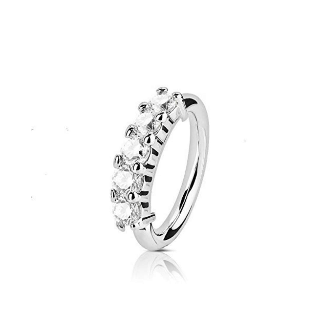 NiceShopping Small Thin Silver 5 Crystals Rhinestone Stainless Steel Nose Hoop Ring 18g(1mm) Kitchen