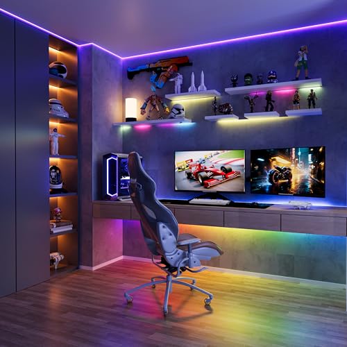 Image of MIWISE RGB Smart IC COB LED Strip Light,20ft Color Chasing Flexible DC24V LED Tape Light,WS2811 Addressable RGB Ribbon,for Party /Home /Office DIY Lighting Projects(Power Supply&Controller NOT Included)