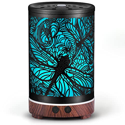 Metal Essential Oils Diffuser 100Ml Aromatherapy Diffuser Cool Mist Humidifier With 7 Colors Lights Waterless Auto Off Air Diffusers For Home Office Room Bedroom (Dragonfly)… #TOP4