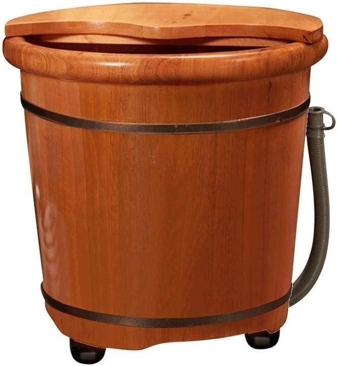Balde de Madera para Baño de Pies con Tapa y Drenaje