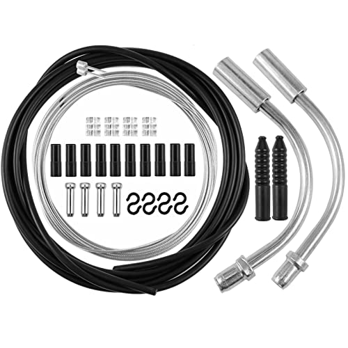 Nepivdos Bike Brake Cable Shifter Cable Housing Kit Set Bicycle Brake Line, V Bike Brake Noodle Cable Guide Pipe 2 Plastic Hoses For Road Mtb Mountain Bicycle Cycling (Mtb Brake Cable) #TOP5