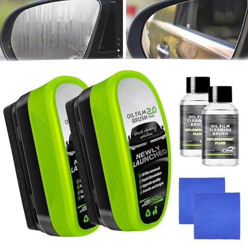 Oil-Free Car Glass Brushes Upgrade 2.0 Clear Vision Glass Cleaner Oil Film Cleaning Brush for Automotive Windows Clearvision Cars Windshield Cleaner Tool Universal Cleaning Wipe Board (2 SET)