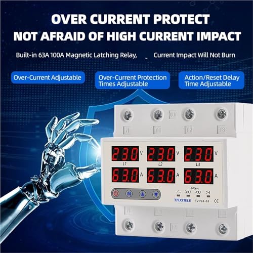 Protection limite de courant rail DIN triphasé réglable pour éliminer les risques de surcharge