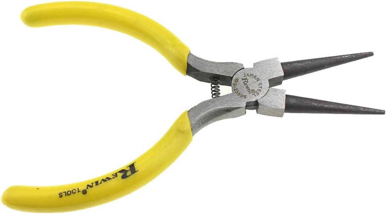 REWIN WG-23505 5-Inch Mini Round Nose Pliers Full Bright Yellow