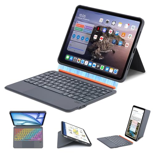 Flex Tastaturhülle für iPad Pro 12 9 Zoll (3. 4. 5. und 6. Gen) und iPad Air 13 (M2 2024/M3 2025/M4 2026) Hülle mit Tastatur Magnetische abnehmbare Keyboard mit Trackpad Schreib und Ansichtsmodi