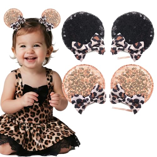 Pinzas para el cabello con diseño de orejas de ratón leopardo miniatura 1