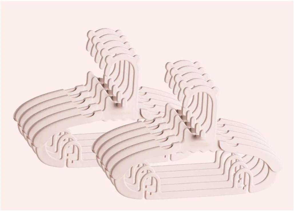 10個 ハンガー ベビーハンガー 衣類用 キッズハンガー 家庭用プラスチック衣類ハンガー 衣類用ハンガー ノンスリップ(カラー:ピン