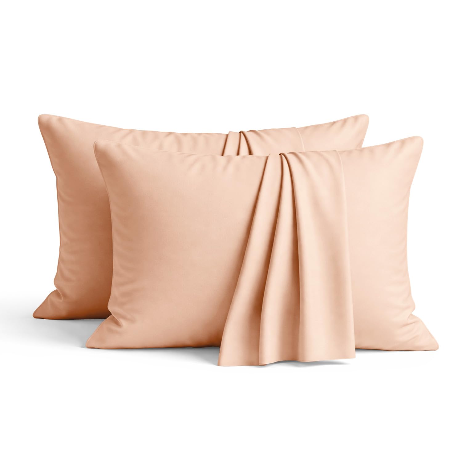 Ameha Peach 100% Brushed Microfiber Pillow Cases 2 Pack (Pillows Not Included), Super Soft Standard Pillow Cases | Hotel Quality Pillow Covers, 50X75 Cm,