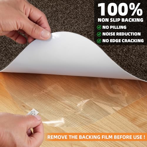 Image of Office Chair Mat for Hardwood and Tile Floor, Computer Chair Mat, Non-Slip Floor Protector Rug Carpet, Non-Curve, Under Desk Mat for Rolling Chair, Coffee(48 inchx36 inch)