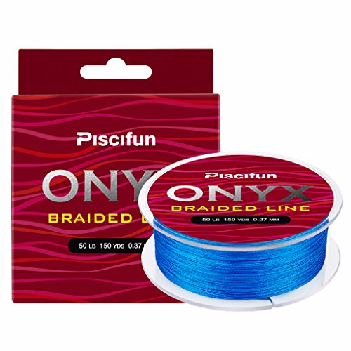 Piscifun Onyx sedal de pesca trenzado de 6 lb-150 lb Superline resistente a la abrasión líneas de pesca de PE superfuertes de alto rendimiento, 10LB(0.09mm)-300Yds, Azul Océano