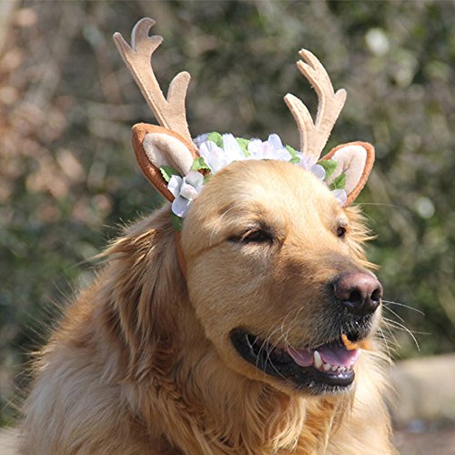 Fladorepet Dog Elk Antler Reindeer Hat Cap Dog Cat Pet Christmas Costume Outfits Small Big Dog Hat Headwear Hair Grooming Accessories #TOP3