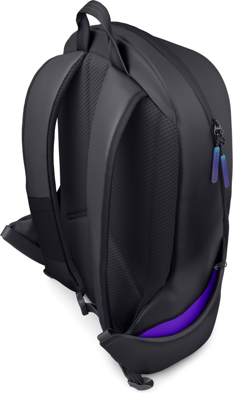 Alienware 18" Zaino gaming per laptop AW7825P, 28L, Resistente agli urti | Rete traspirante, Organizer magnetici, Logo riflettente iridescente, Nero, Pronto a tornei